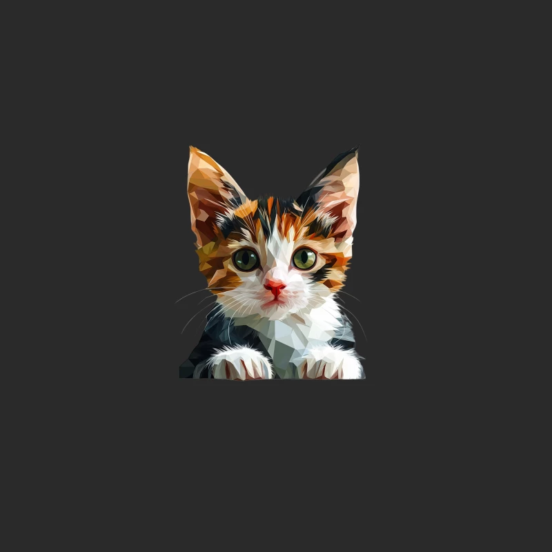 Adorable Polygon Kitten Portrait: Digital Pet Illustration Baseball Cap