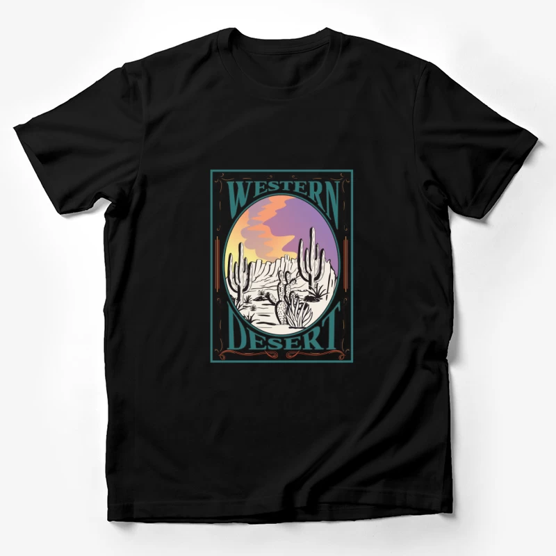 Westliche Wüstenlandschaft mit Kakteen Herren T-Shirt