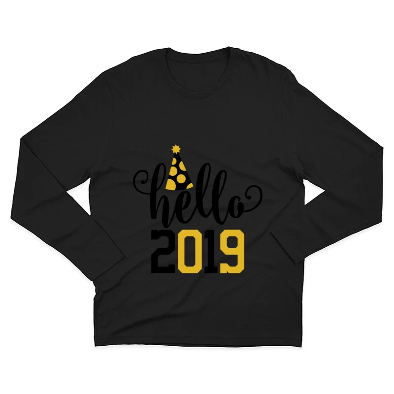 Bonne année 2019 avec chapeau festif Homme Manches Longues T-Shirt