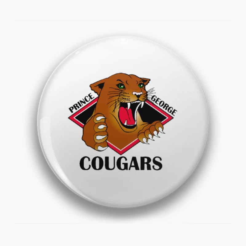 Prince George Cougars Sports Team Logo with Fierce Cougar Mascot Pin