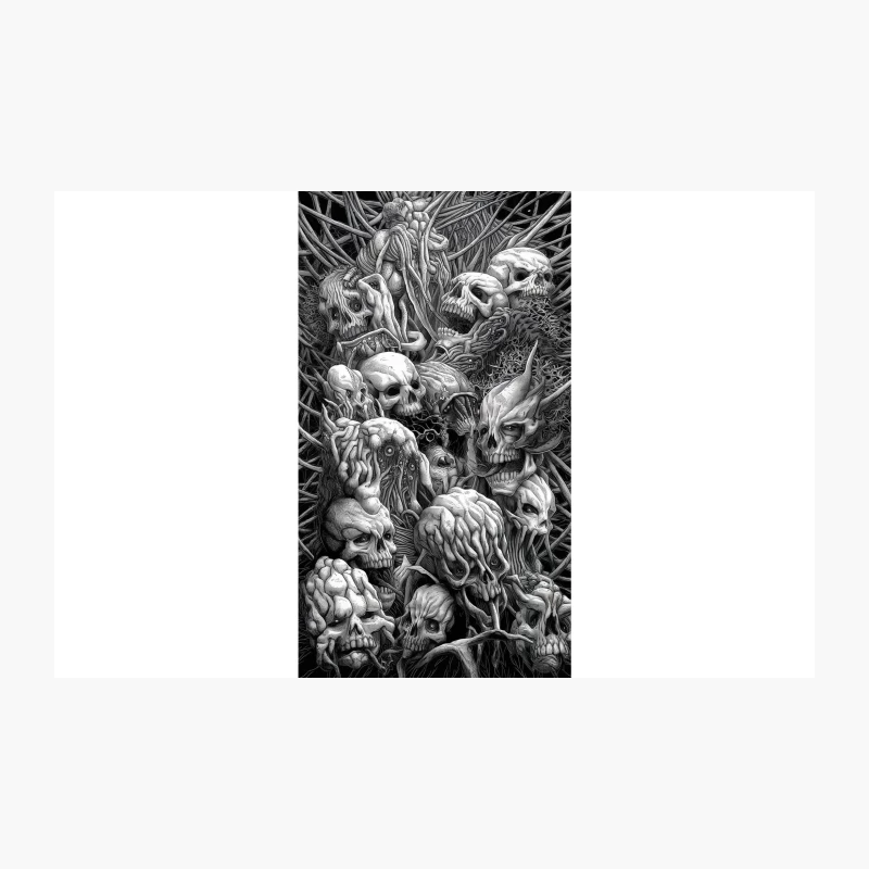 Surreal Biomechanical Skull Horror in Black and White Travel Mug