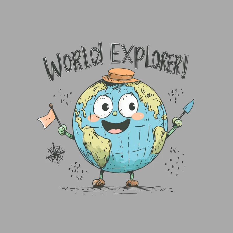 Adorable Cartoon Globe: World Explorer's Adventure Female Pullover Hoodie