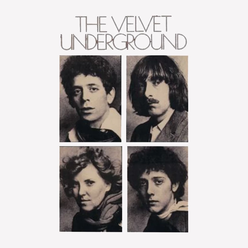 Vintage Black and White Portrait Collection of The Velvet Underground Band Members Male T-Shirt