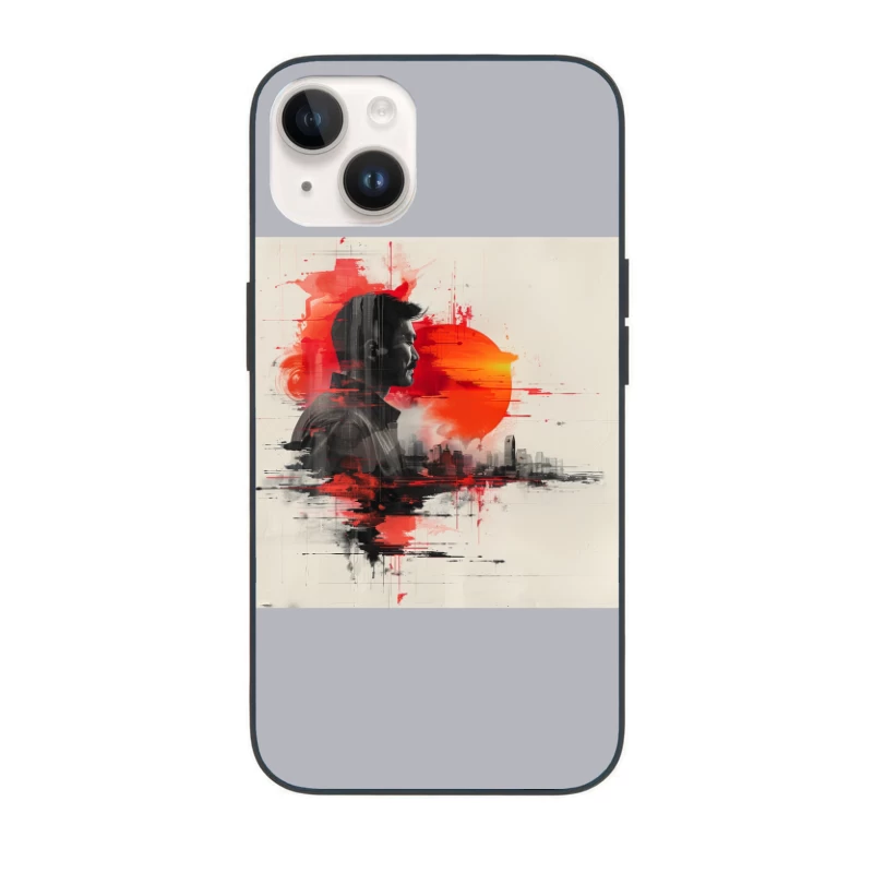 Urban Silhouette in Crimson Sunset iPhone Case