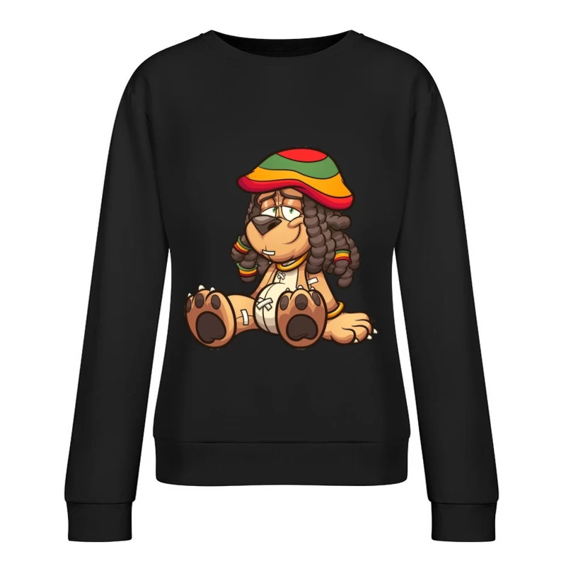 Lustiger Löwe mit Rastamütze Damen Pullover Sweatshirt