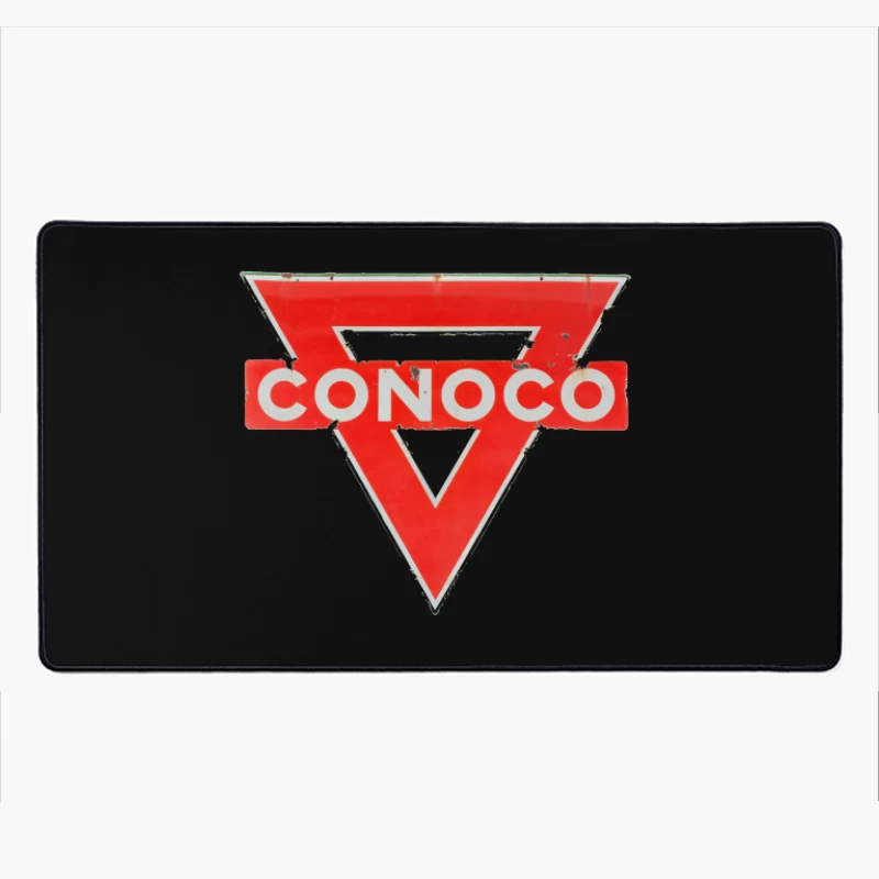 Vintage Conoco Gas Station Triangle Logo Sign Desk Mat