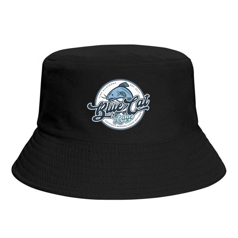 Blue Cat Lodge Restaurant & Bar Vintage Logo Design Bucket Hat