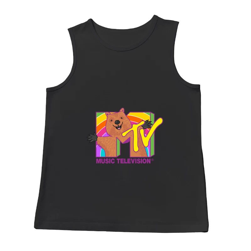 Kreatives MTV-Logo mit Bär und Regenbogen Herren Tanktops