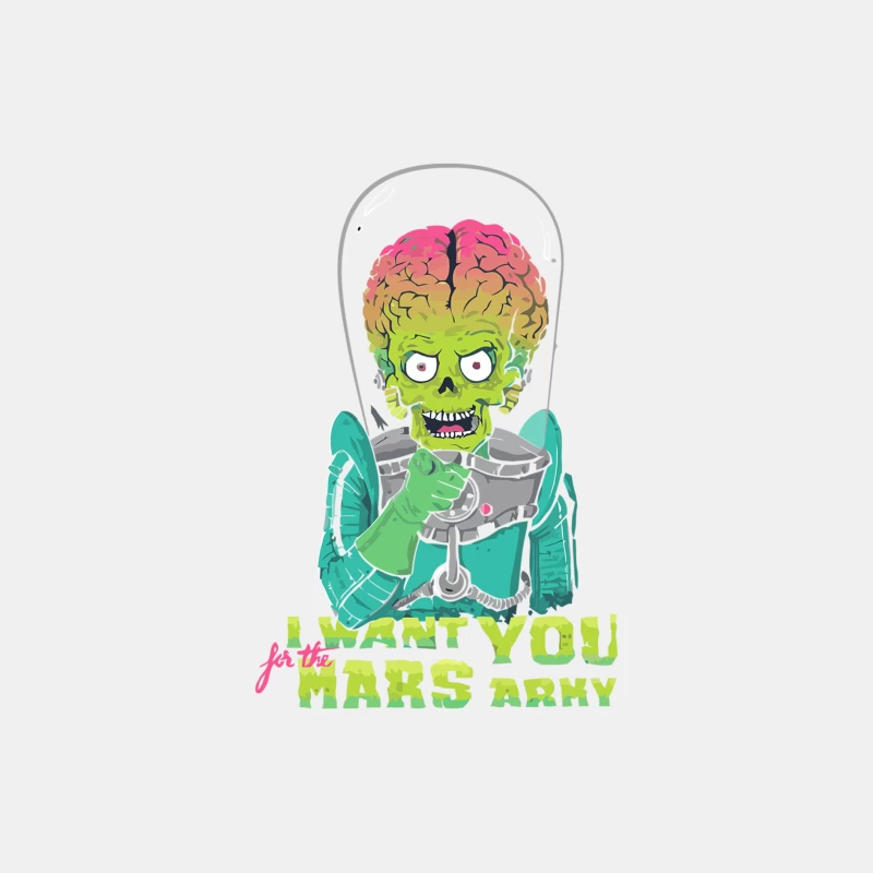 Quirky Martian Recruitment Poster with Brain-Exposed Alien Male Tank Top