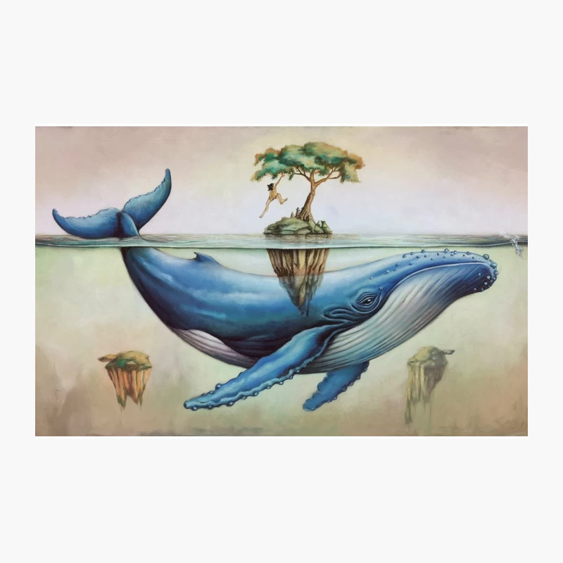 Surreal Whale Island: A Balance of Ocean and Nature Travel Mug