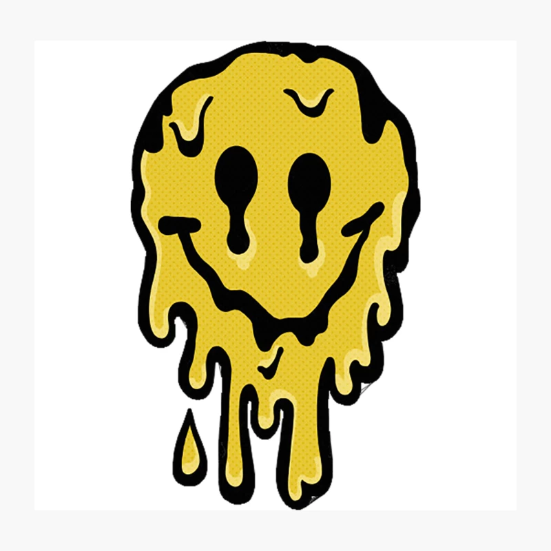 Acid Face Smiley Grime Melt Throw Pillow