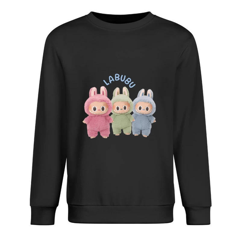 Drei Labubu-Plüschfiguren in Hasenkostümen Herren Pullover Sweatshirt