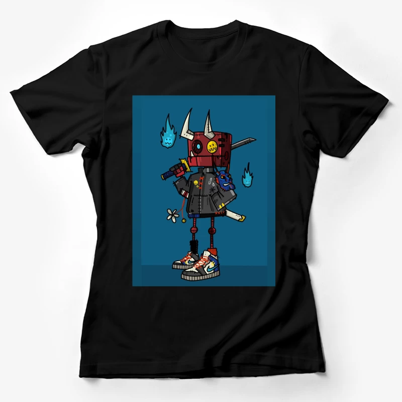 Stylish Robo Samurai Female T-Shirt