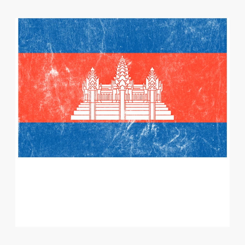 Cambodian Flag  Faded-Vintage Style Throw Pillow