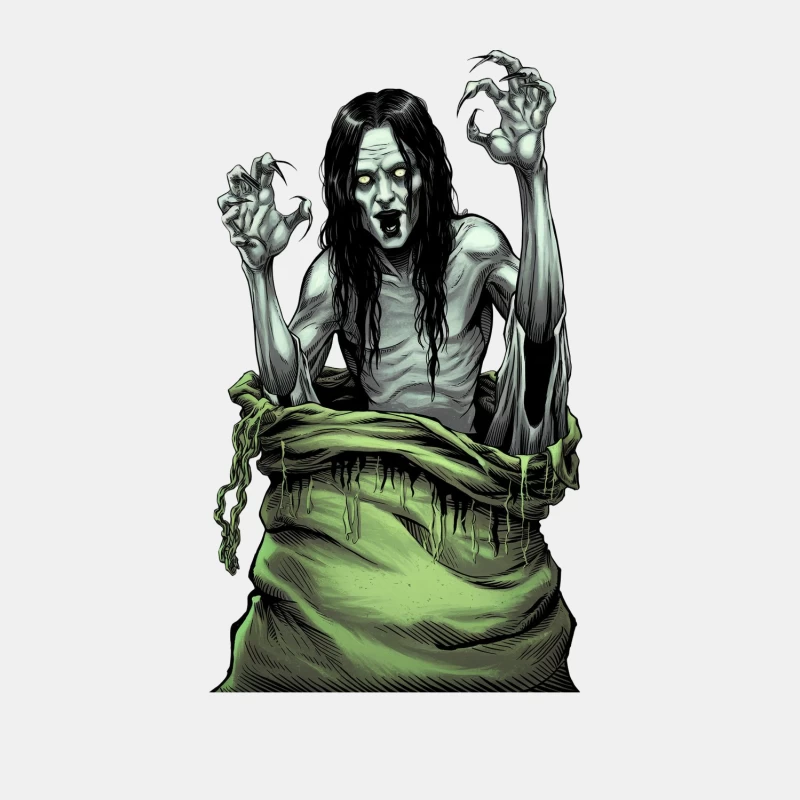 Grotesque Undead Monster with Green Skin and Long Hair Male Tank Top