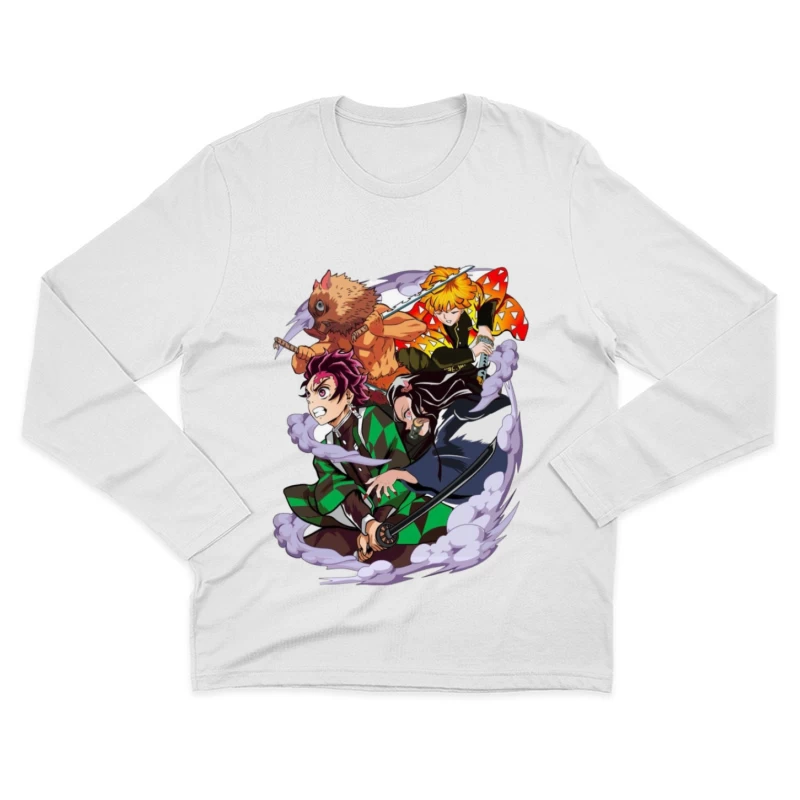 Kämpfende Charaktere mit Schwertern Herren Langarm T-Shirt