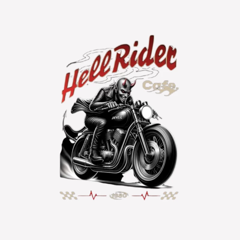 Hell Rider Vintage Cafe Racer Devil Motorcycle Art Female T-Shirt