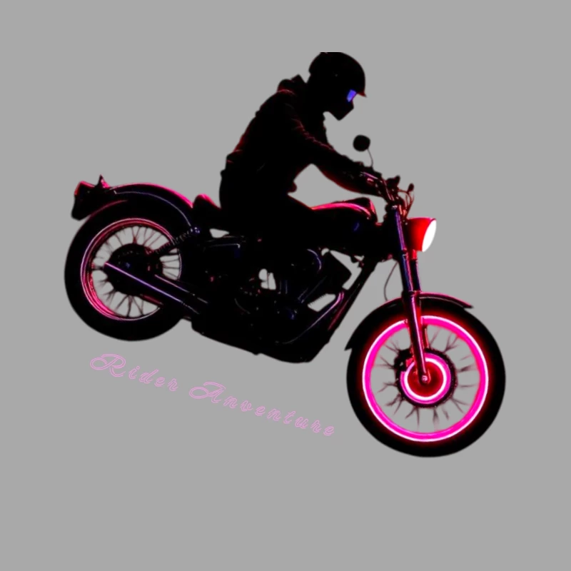 Neon-Glowing Vintage Motorcycle Rider Silhouette Male Pullover Hoodie