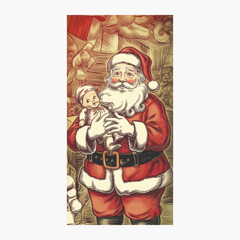 Vintage Santa Claus Illustration: A Festive Christmas Scene iPhone Case