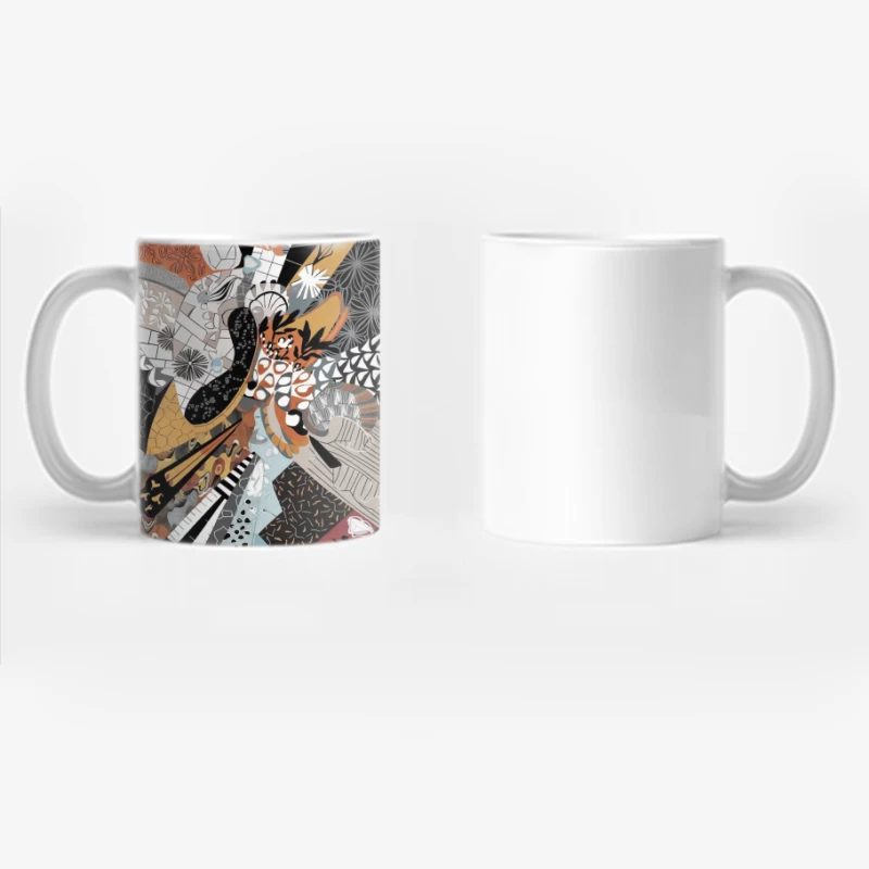Vibrant Geometric Collage: Modern Abstract Art Composition Coffee Mug