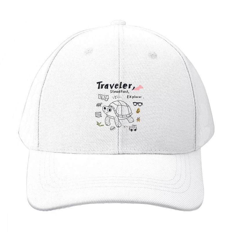 Adventurous Turtle Explorer: A Whimsical Travel Illustration Baseball Cap