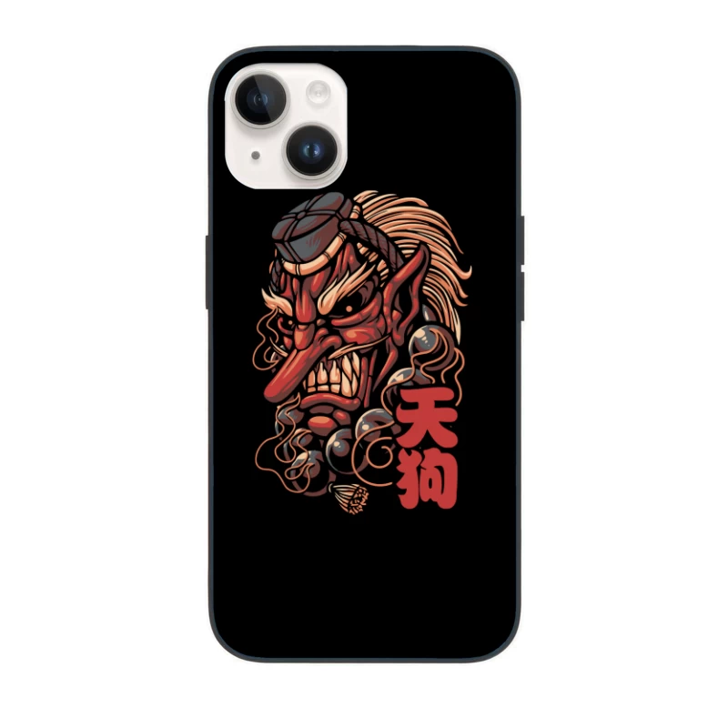 Ferocious Demon Illustration in Traditional Art Style iPhone Case