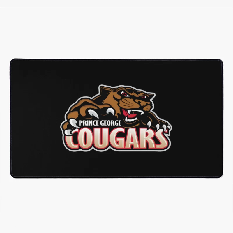 Prince George Cougars Sports Team Logo with Fierce Cougar Mascot Prince George Cougars Desk Mat