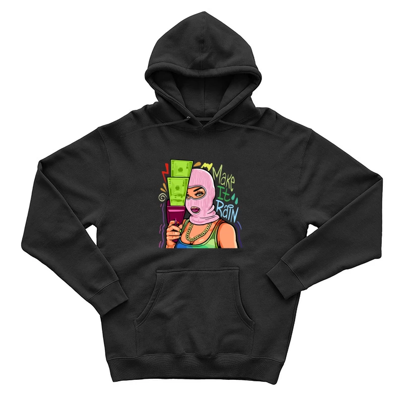 Frau mit Skimaske und Geld, Kunstdesign Herren Pullover Hoodie