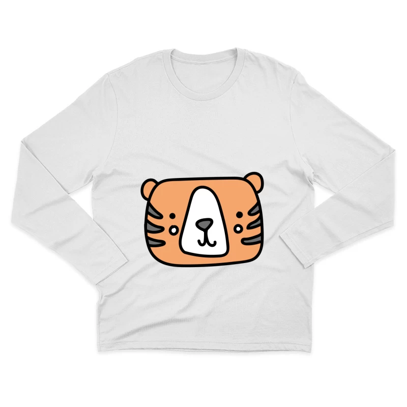 Visage de tigre dessiné, illustration mignonne Homme Manches Longues T-Shirt