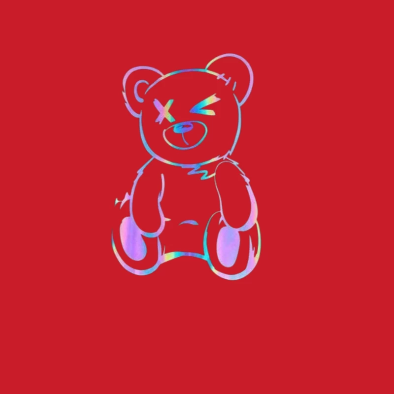 Colorful Cartoon Teddy Bear Illustration Male Pullover Hoodie