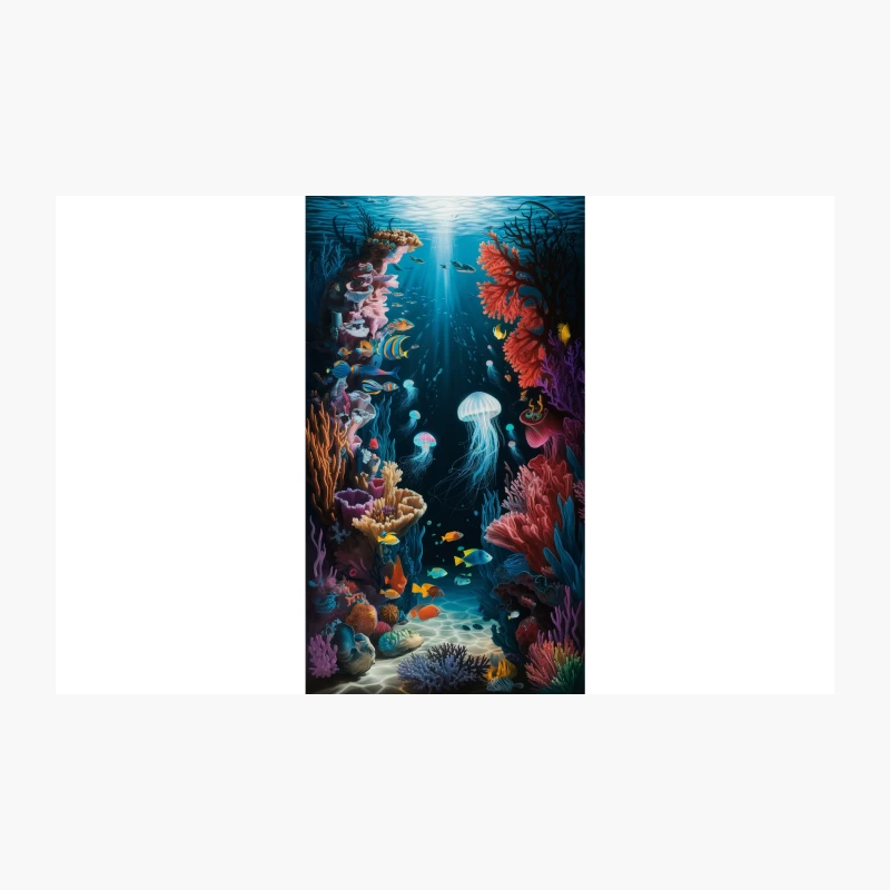 Vibrant Underwater Coral Reef Scene with Tropical Fish and Jellyfish Travel Mug