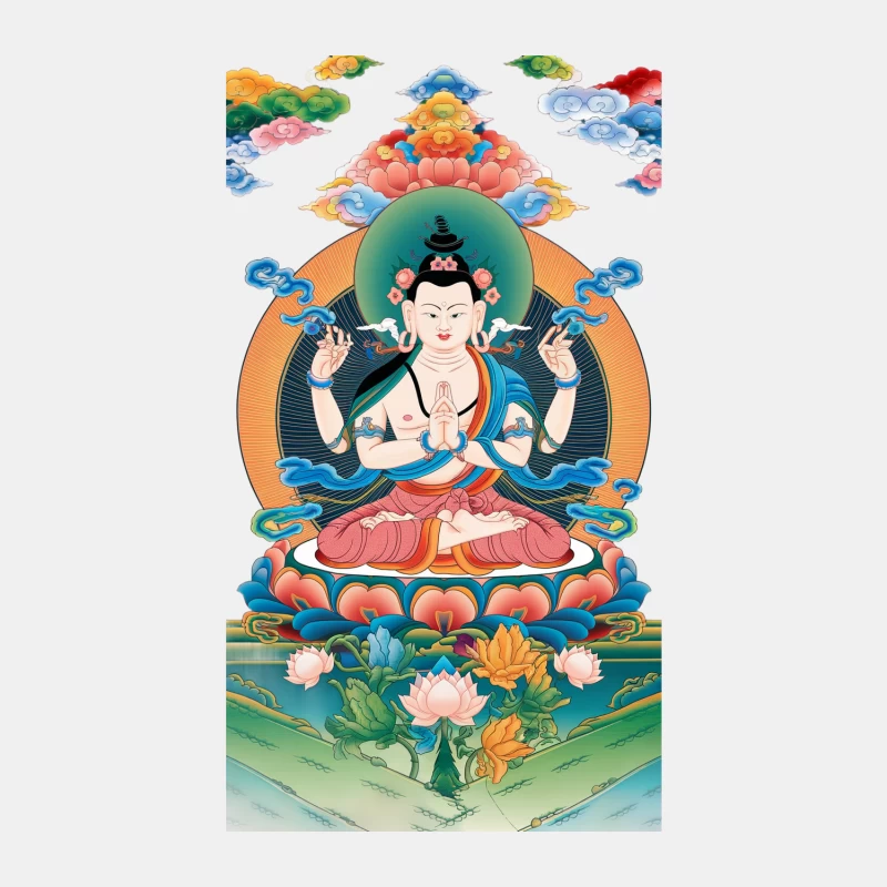 Avalokiteshvara: Buddhist Deity in Tibetan Mandala Art Male Tank Top