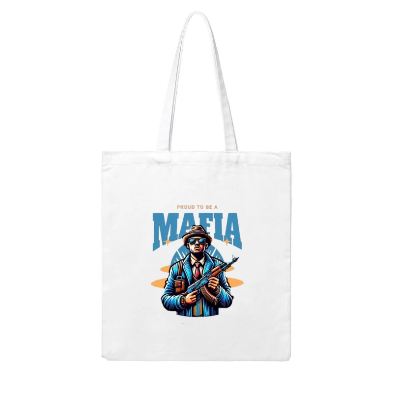 Vintage-Style Mafia Gangster Illustration with Weapon Cotton Tote Bag