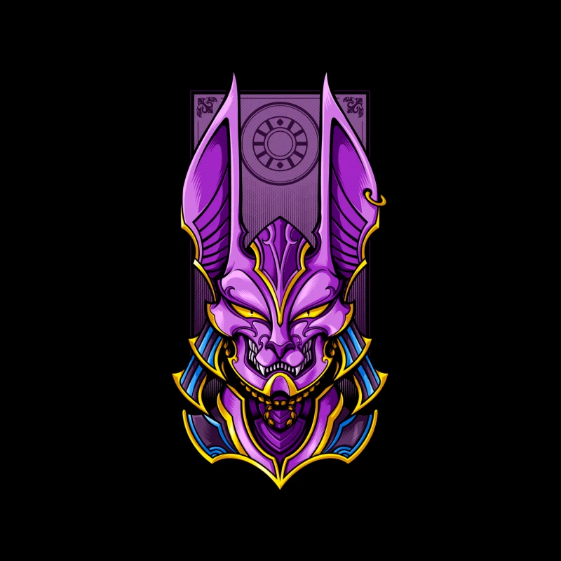 Purple Demon Mask Illustration Mouse Pad