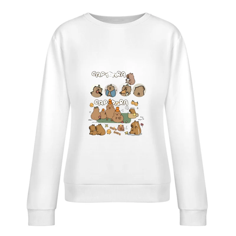 Süße Capybara-Karikaturen Damen Pullover Sweatshirt