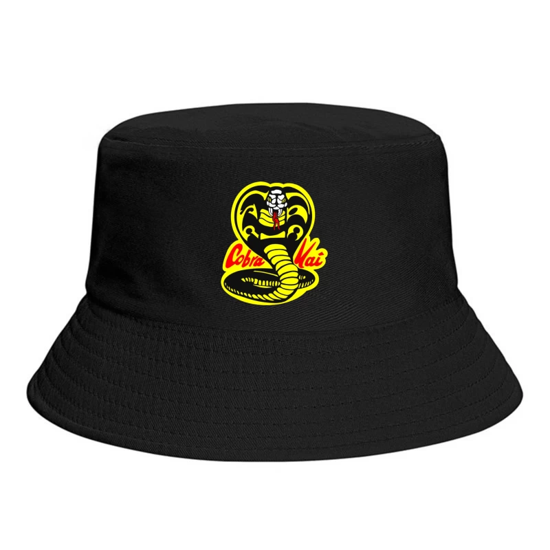 Cobra Kai Martial Arts Dojo Logo with Strike-Ready Snake Bucket Hat