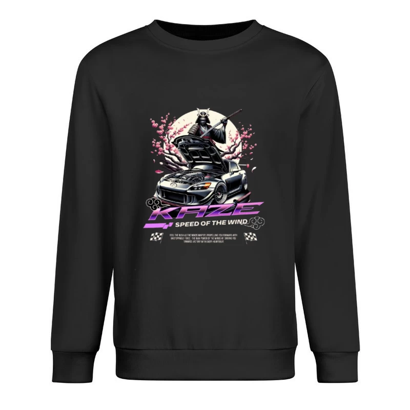 Samurai Warrior Honda S2000 with Cherry Blossoms in Anime Style Male Pullover Sweatshirt