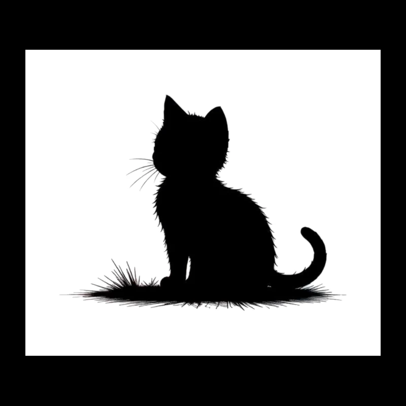 Minimalist Black Cat Silhouette Art Tapestry