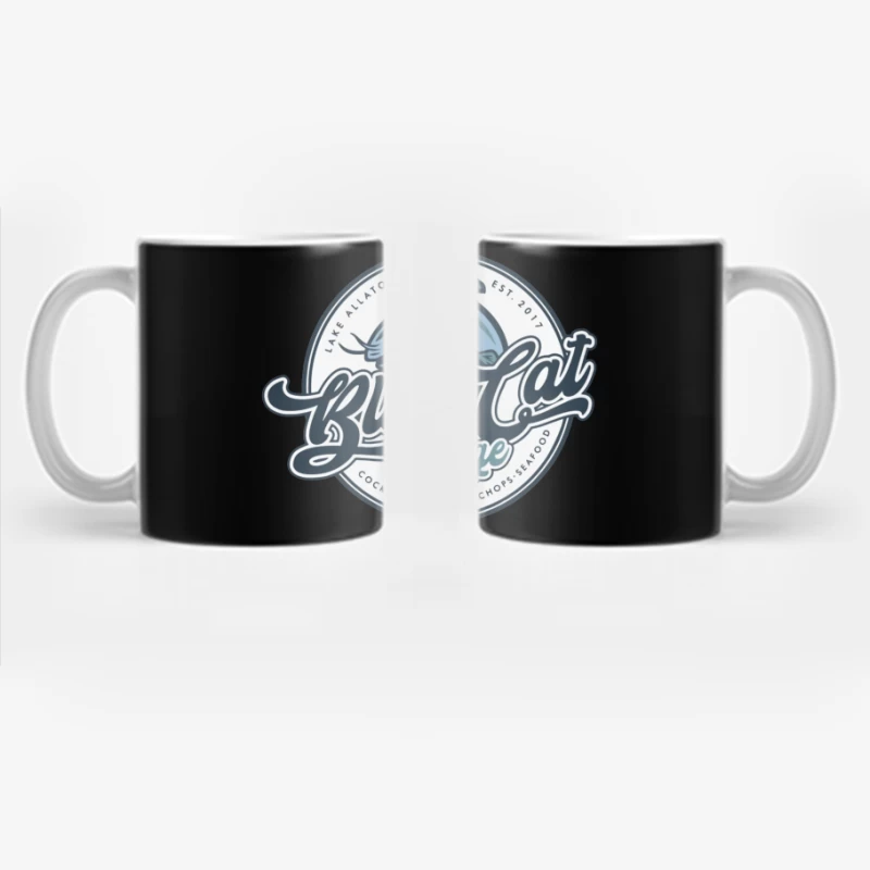 Blue Cat Lodge Restaurant & Bar Vintage Logo Design Coffee Mug