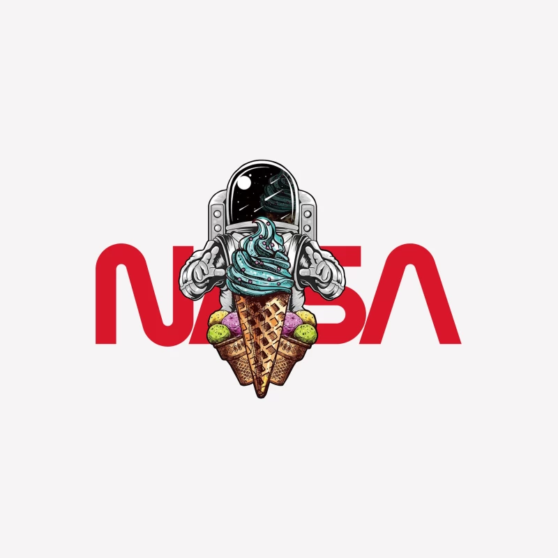 Astronaut mit Eis und NASA-Design Herren T-Shirt