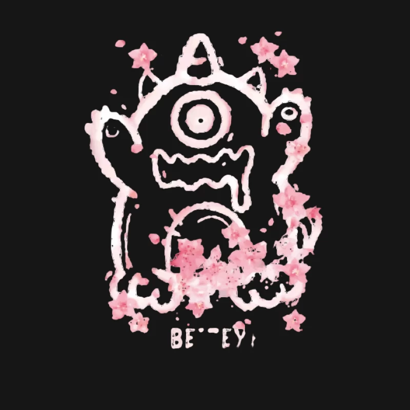 Monster mit Blumen und Schriftzug Damen T-Shirt