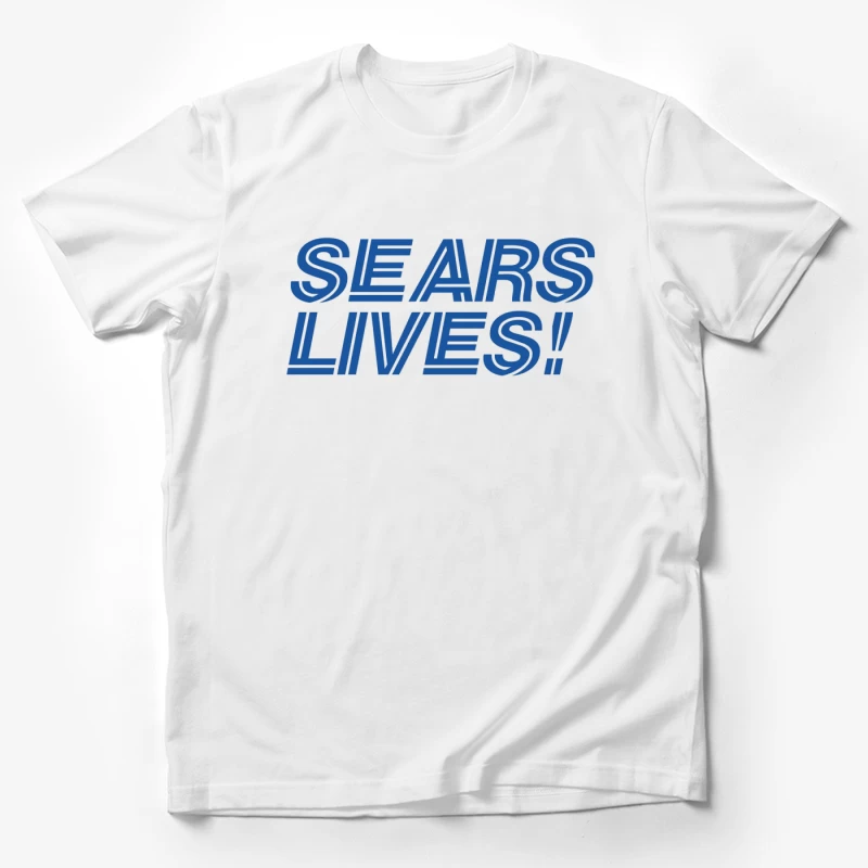 Sears Lives! Blue Text Logo Design Male T-Shirt