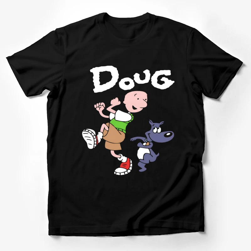 Cartoon Character Running with Dog Male T-Shirt