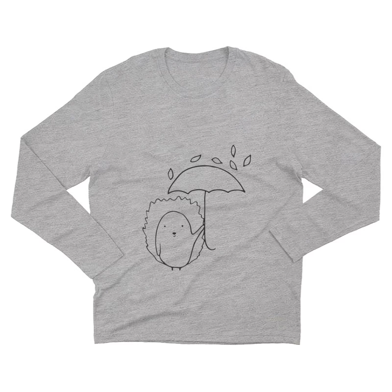 Hérisson sous un parapluie avec des feuilles Homme Manches Longues T-Shirt