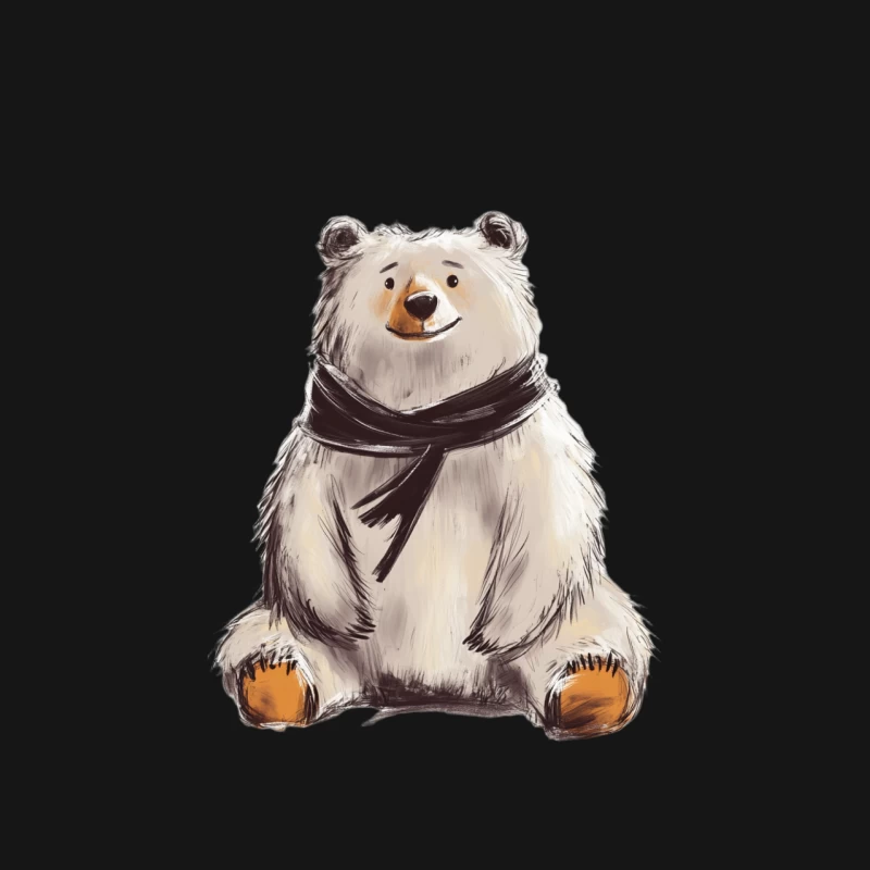 Cute Cartoon Polar Bear with Scarf: Fluffy Winter Illustration Female T-Shirt