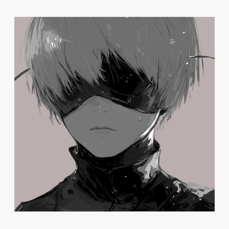 NieR:Automata Mysterious Monochrome Anime Character with Blindfold Throw Pillow