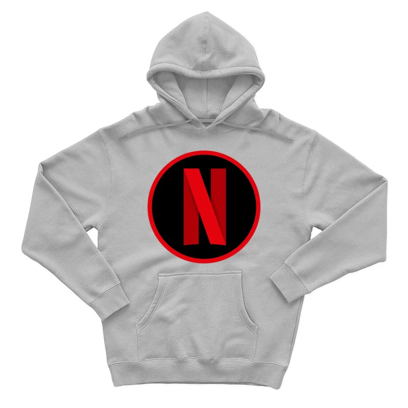 Netflix Streaming Service Logo in Red and Black Circle Male Pullover Hoodie