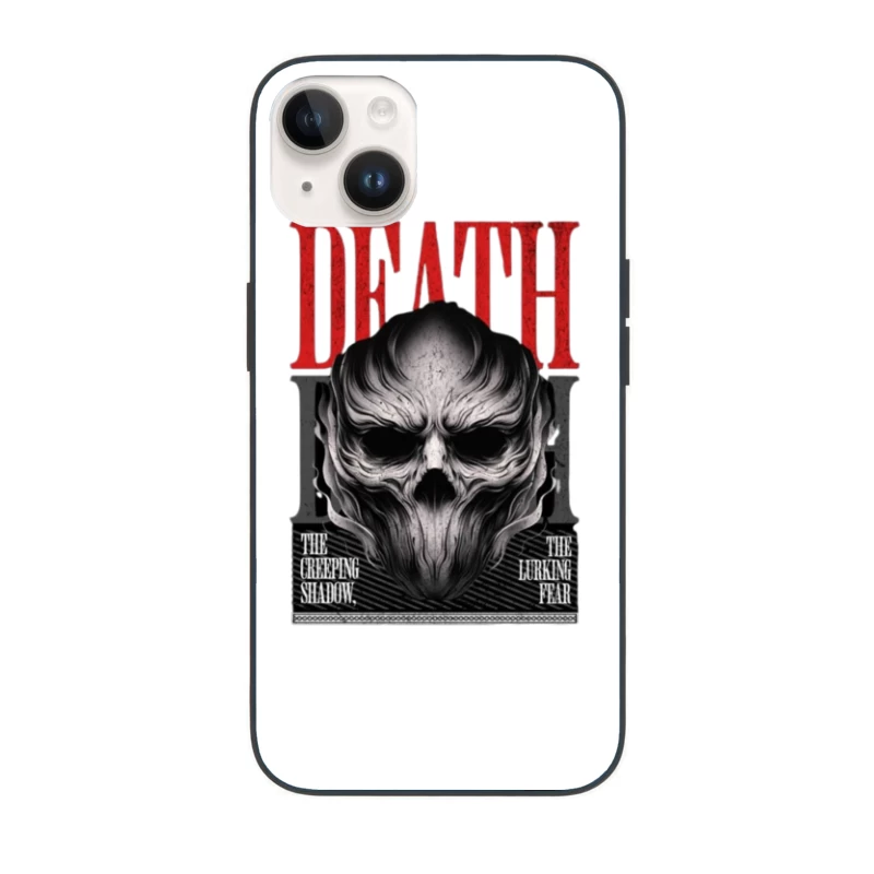 Gothic Death Skull with Red Typography Art iPhone Case