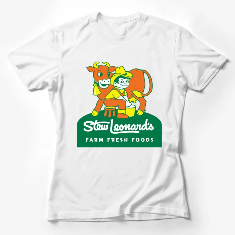 Stew Leonard's Vintage Farm Fresh Foods Logo with Cartoon Cow Female T-Shirt