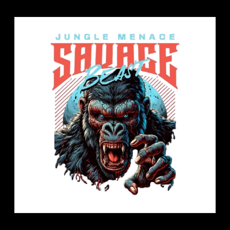 Savage Jungle Gorilla Monster Retro Art Design Throw Pillow